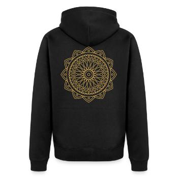 Mandala - Unisex Premium Organic Zip Hoodie - black - Back - Nico (187cm)