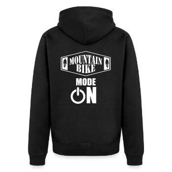 Mountainbike - Unisex Premium Bio Zip Hoodie - Schwarz - Hinten - Nico (187cm)