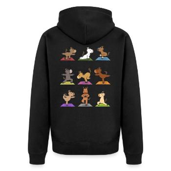 Yoga Pferd Meditation Yogi Namaste Geschenk - Unisex Premium Bio Zip Hoodie - Schwarz - Hinten - Nico (187cm)