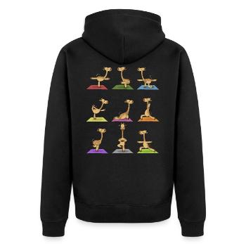 Yoga giraffe meditation yogi namaste gift - Unisex Premium Organic Zip Hoodie - black - Back - Nico (187cm)