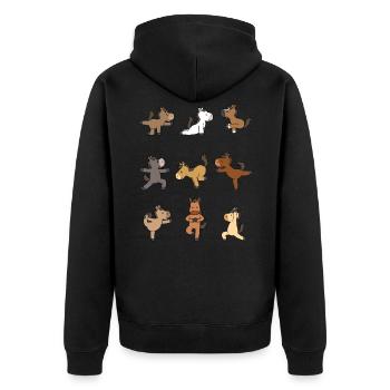 Yoga Pferd Meditation Yogi Namaste Geschenk - Unisex Premium Bio Zip Hoodie - Schwarz - Hinten - Nico (187cm)