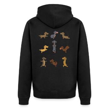 Yoga Dachshund Meditation Yogi Namaste Gift - Unisex Premium Organic Zip Hoodie - black - Back - Nico (187cm)