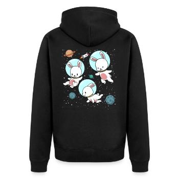 Cadeau espace espace astronaute lapin - Veste à capuche bio Premium Unisexe - noir - Dos - Nico (187cm)