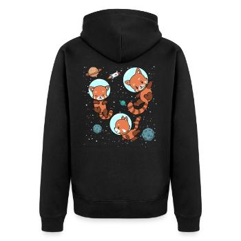 Roter Panda Astronaut Weltraum Raumfahrt Geschenk - Unisex Premium Bio Zip Hoodie - Schwarz - Hinten - Nico (187cm)