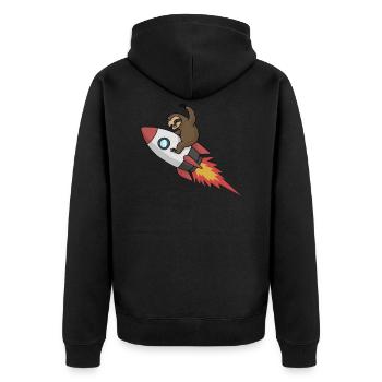 Faultier auf Rakete Lustiger Weltraum Astronaut - Unisex Premium Bio Zip Hoodie - Schwarz - Hinten - Nico (187cm)