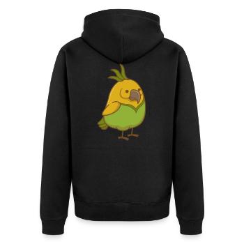Cadeau perruque oiseau perroquet kawaii mignon - Veste à capuche bio Premium Unisexe - noir - Dos - Nico (187cm)