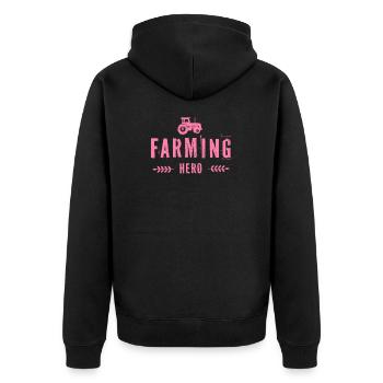 Bäuerin Mama - Unisex Premium Bio Zip Hoodie - Schwarz - Hinten - Nico (187cm)