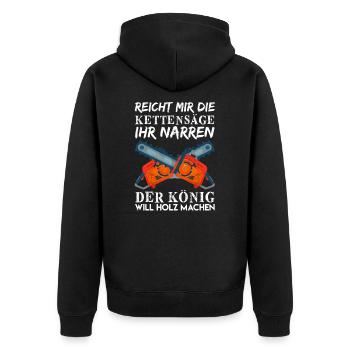 Holzfäller Forstwirt Förster Geschenk Kettensäge - Unisex Premium Bio Zip Hoodie - Schwarz - Hinten - Nico (187cm)