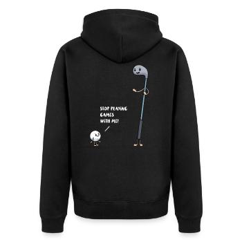 Golf vs Ball Stop Playing Games with me! Golfer - Unisex Premium Organic Zip Hoodie - black - Back - Nico (187cm)