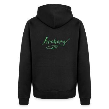 Bogenschütze Bogenschütze Bogenschütze - Unisex Premium Bio Zip Hoodie - Schwarz - Hinten - Nico (187cm)
