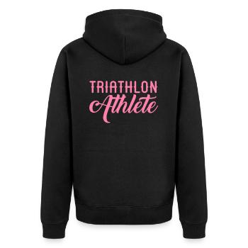 Triathlon - Unisex Premium Bio Zip Hoodie - Schwarz - Hinten - Nico (187cm)