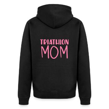 Triathlon Mama - Unisex Premium Bio Zip Hoodie - Schwarz - Hinten - Nico (187cm)