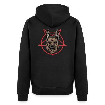 Metal Schäferhund Metaller Musik Festival Geschenk - Unisex Premium Bio Zip Hoodie - Schwarz - Hinten - Nico (187cm)