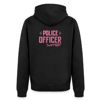 Polizistin - Unisex Premium Bio Zip Hoodie - Schwarz - Hinten - Nico (187cm)