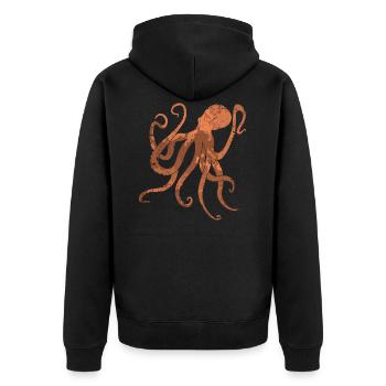 Oktopus - Unisex Premium Bio Zip Hoodie - Schwarz - Hinten - Nico (187cm)