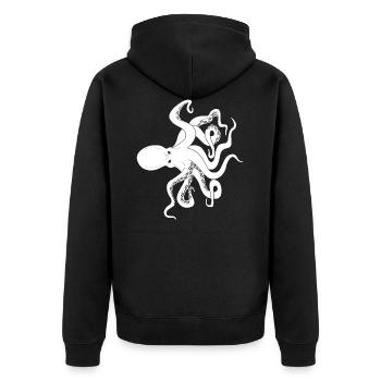 Kraken Oktopus - Unisex Premium Bio Zip Hoodie - Schwarz - Hinten - Nico (187cm)