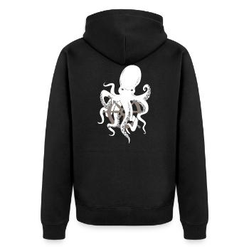 Oktopus Tintenfisch Steuerrad Geschenk Nautik Meer - Unisex Premium Bio Zip Hoodie - Schwarz - Hinten - Nico (187cm)