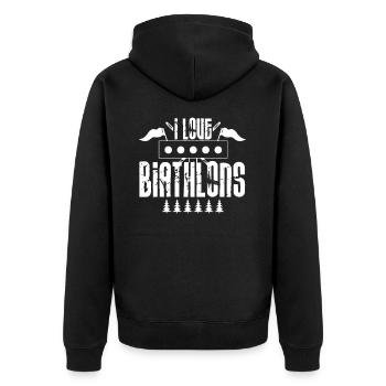 Biathlon - Unisex Premium Organic Zip Hoodie - black - Back - Nico (187cm)