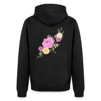 flowers - Unisex Premium Organic Zip Hoodie - black - Back - Nico (187cm)