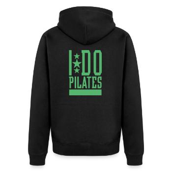 Pilates Pilates Pilates Pilates - Unisex Premium Bio Zip Hoodie - Schwarz - Hinten - Nico (187cm)