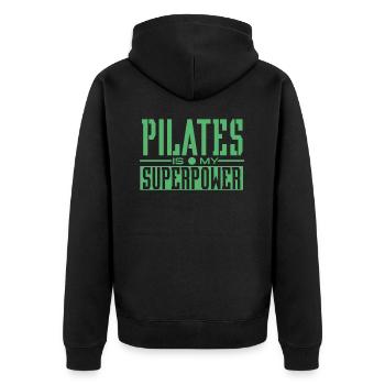 Pilates - Unisex Premium Bio Zip Hoodie - Schwarz - Hinten - Nico (187cm)