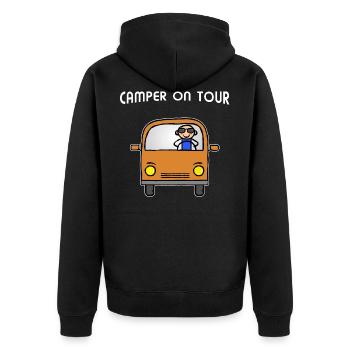 Camping-car vacances - Camper on Tour - Veste à capuche bio Premium Unisexe - noir - Dos - Nico (187cm)
