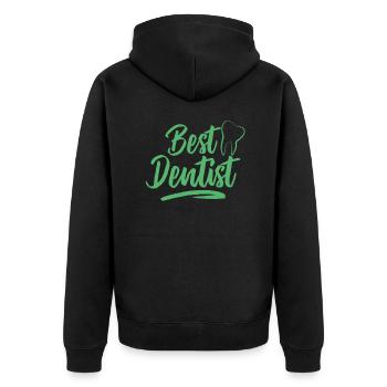 Job Zahnärzte Zahnarzthelfer Zahnärztin Zahnarzt - Unisex Premium Bio Zip Hoodie - Schwarz - Hinten - Nico (187cm)