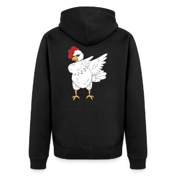 Huhn Hahn dabbing Tanz Geschenk Tier Bauernhof - Unisex Premium Bio Zip Hoodie - Schwarz - Hinten - Nico (187cm)