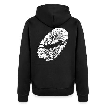 Fingerabdruck Schwimmer schwimmen Geschenk Wasser - Unisex Premium Bio Zip Hoodie - Schwarz - Hinten - Nico (187cm)