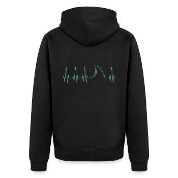Hai - Unisex Premium Bio Zip Hoodie - Schwarz - Hinten - Nico (187cm)
