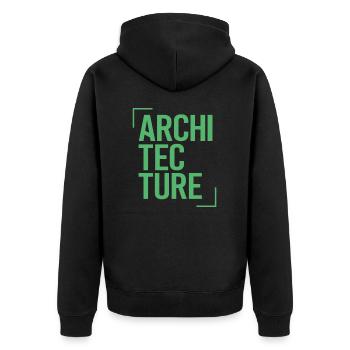 Architekt - Unisex Premium Bio Zip Hoodie - Schwarz - Hinten - Nico (187cm)