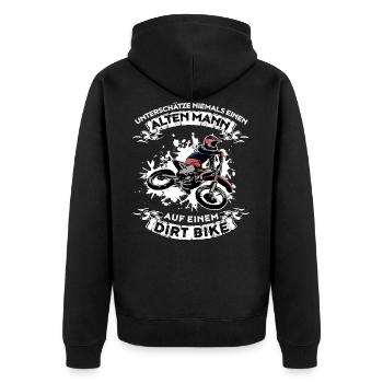 Ne jamais sous-estimer un vieil homme sur Dirtbike - Veste à capuche bio Premium Unisexe - noir - Dos - Nico (187cm)