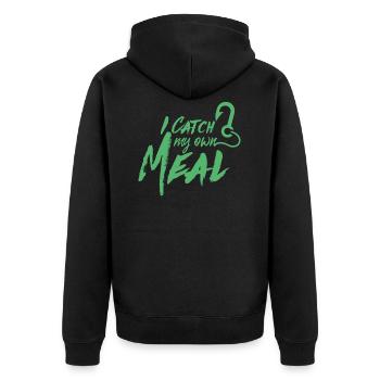 Fisherman - Unisex Premium Organic Zip Hoodie - black - Back - Nico (187cm)