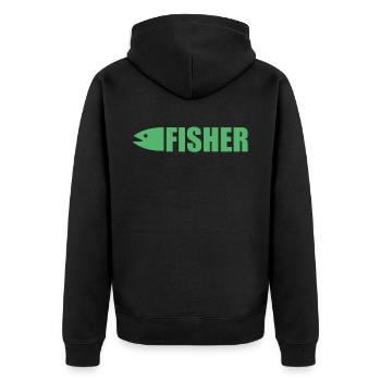 Fisherman - Unisex Premium Organic Zip Hoodie - black - Back - Nico (187cm)