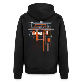 Architektur VEKTOR ( abstrakte Kunst) - Unisex Premium Bio Zip Hoodie - Schwarz - Hinten - Nico (187cm)