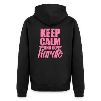 Karate KämPferin Karatekampf Kampf Karatekämpferin - Unisex Premium Bio Zip Hoodie - Schwarz - Hinten - Nico (187cm)
