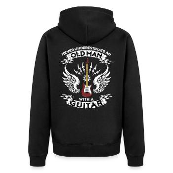 Ne jamais sous-estimer un vieil homme avec une guitare - Veste à capuche bio Premium Unisexe - noir - Dos - Nico (187cm)