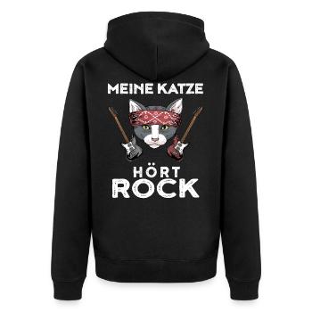 Rock Cat Rock and Roll Music Festival Gift - Unisex Premium Organic Zip Hoodie - black - Back - Nico (187cm)