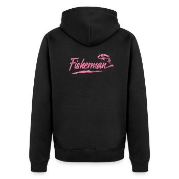 Fischerin - Unisex Premium Bio Zip Hoodie - Schwarz - Hinten - Nico (187cm)