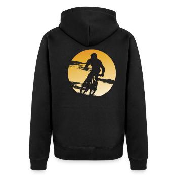 Mountainbiker Mountainbike Fahrrad Geschenk Sport - Unisex Premium Bio Zip Hoodie - Schwarz - Hinten - Nico (187cm)