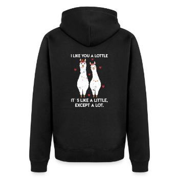 Alpaca Lama Funny Couples Gift Couple Couple - Unisex Premium Organic Zip Hoodie - black - Back - Nico (187cm)