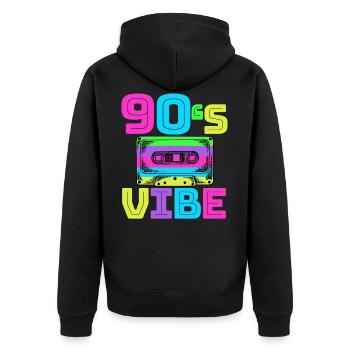 90s Vibe - Retro Vintage 90s Music Gift - Unisex Premium Organic Zip Hoodie - black - Back - Nico (187cm)