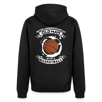 Ne jamais sous-estimer un vieil homme avec du basket - Veste à capuche bio Premium Unisexe - noir - Dos - Nico (187cm)