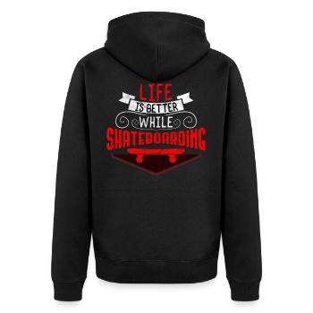 Skateboard cool Skateboarding - Unisex Premium Bio Zip Hoodie - Schwarz - Hinten - Nico (187cm)