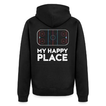 Hockey Hallenhockey Eishockey Feldhockey Geschenk - Unisex Premium Bio Zip Hoodie - Schwarz - Hinten - Nico (187cm)