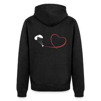 Vol mouche coeur cadeau parapente parapente - Veste à capuche bio Premium Unisexe - noir - Dos - Nico (187cm)