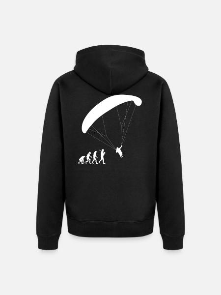 Paragliding Evolution Paraglider Gift Flying - Unisex Premium Organic Zip Hoodie - black