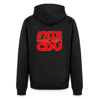 Nie Wieder CDU Wählen Europawahl Rezo Anti CDU - Unisex Premium Bio Zip Hoodie - Schwarz - Hinten - Nico (187cm)