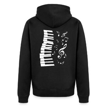 Klavier Musiker Flügel Piano Noten Geschenk - Unisex Premium Bio Zip Hoodie - Schwarz - Hinten - Nico (187cm)