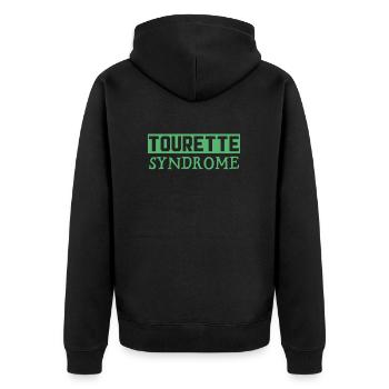 Behinderung Tourette Tourettes Syndrom Ticks - Unisex Premium Bio Zip Hoodie - Schwarz - Hinten - Nico (187cm)